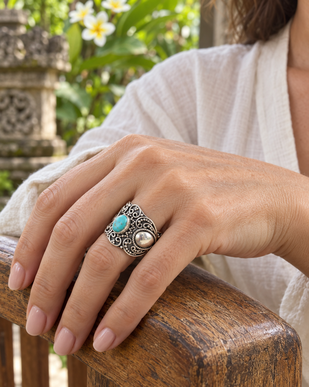 Turquoise Ornate Byron Ring RA021