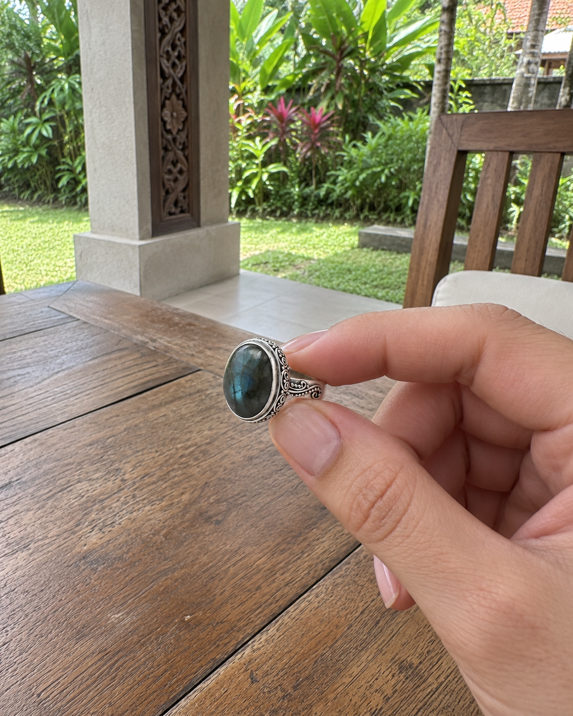 Labradorite Swirl Byron Ring RA026