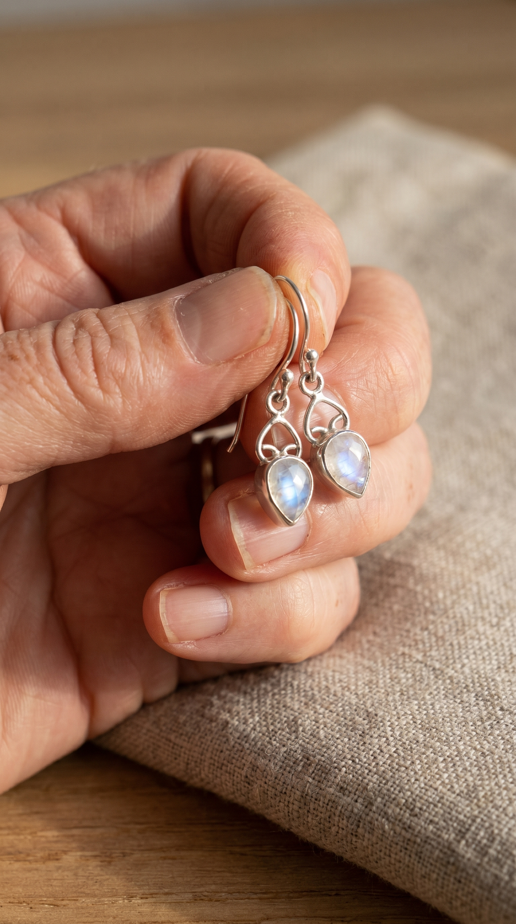 Moonstone Halo Byron Earrings EA017