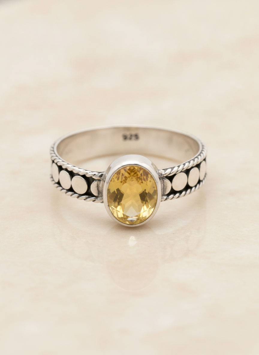 Citrine Beaded Byron Ring RA016