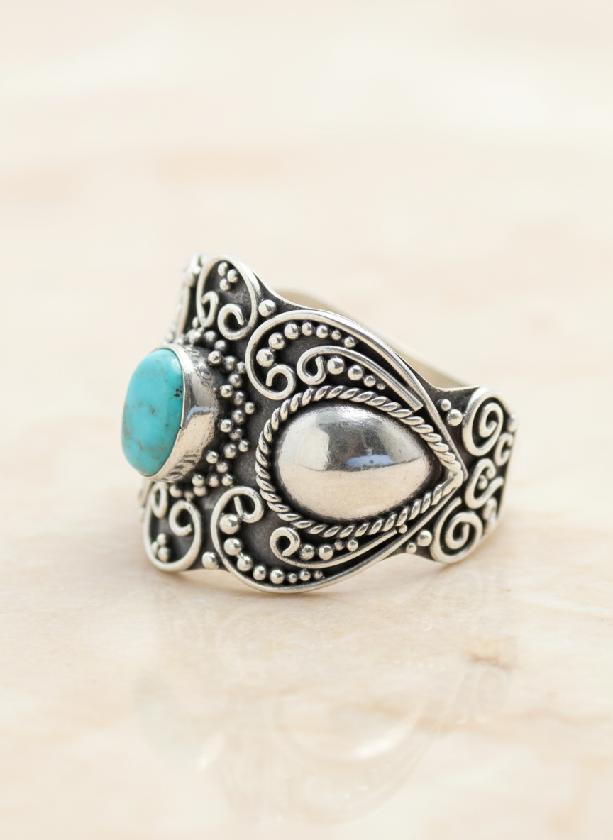 Turquoise Ornate Byron Ring RA021