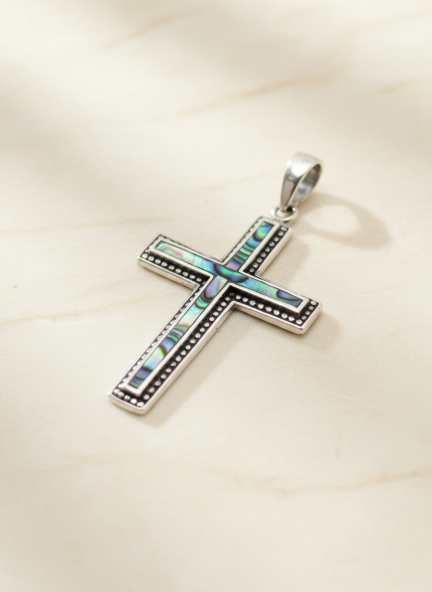 Mother of Pearl Cross Byron Pendant PS063