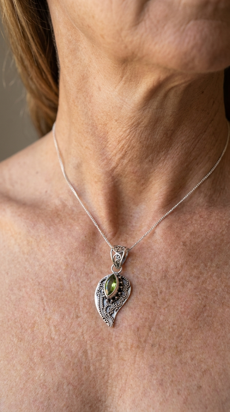Peridot Leaf Byron Pendant PA095