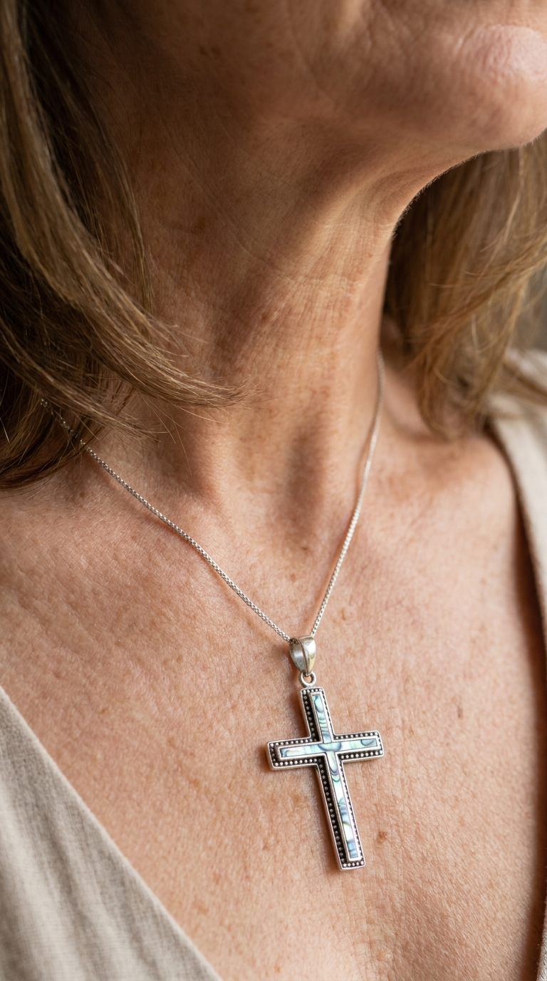 Mother of Pearl Cross Byron Pendant PS063